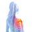 Illustration of a painful shoulder in a women.